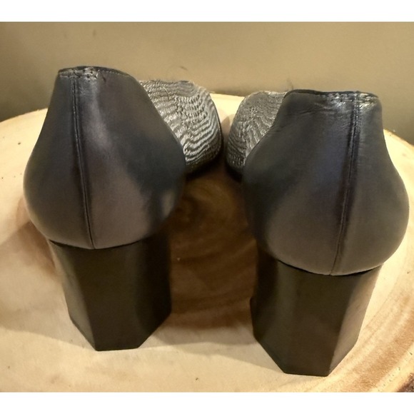 Stuart Weitzman Woven Mesh Point Block Heel Pumps Grey Silver Black Sz-8.5AA New - Picture 7 of 13